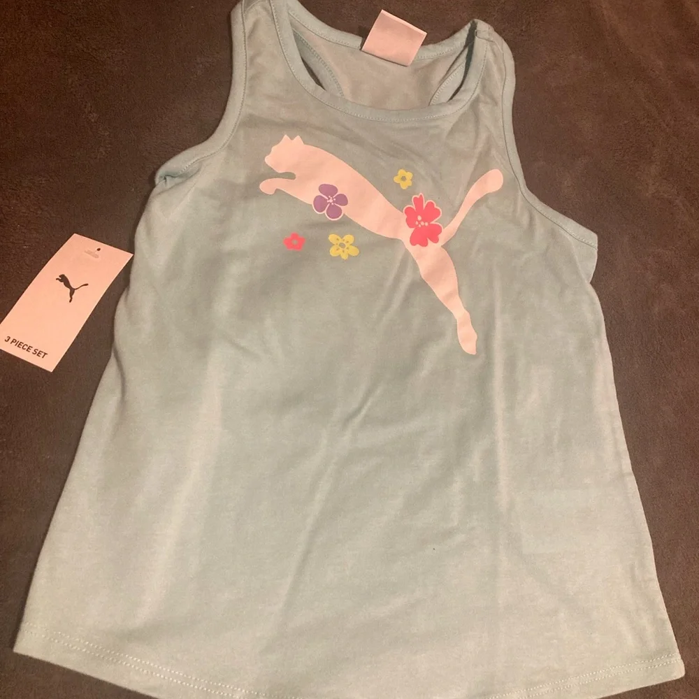 Puma Girls 3-Piece Active Set - Gray, Aqua & Pink - Picture 4 of 8